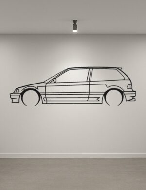 Honda 89 Civic Hatchback Metal Car Silhouette
