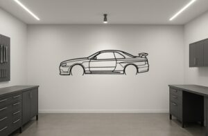 Nissan R34 Skyline Metal Car Silhouette