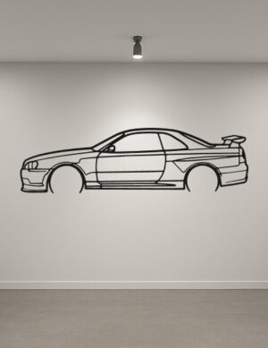 Nissan R34 Skyline Metal Car Silhouette