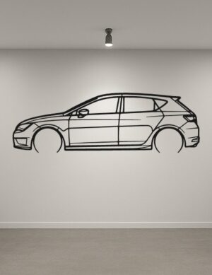 Seat 17 Leon Hatchback Metal Car Silhouette