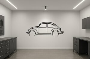 VW Beetle Metal Car Silhouette