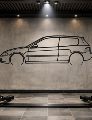 Honda 95 Civic Hatchback Metal Car Silhouette