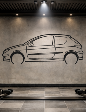 Peugeot 206 Hatchback Metal Car Silhouette