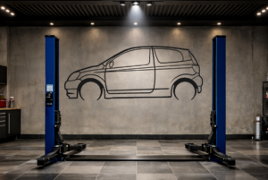 Toyota 99 Yaris Hatchback Metal Car Silhouette