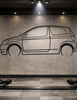 Toyota 99 Yaris Hatchback Metal Car Silhouette