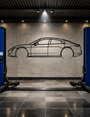 Porsche 23 Taycan Metal Car Silhouette