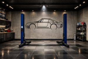 Porsche 911 (959) Metal Car Silhouette